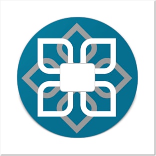 Geode Blockchain Mandala Logo Teal Posters and Art